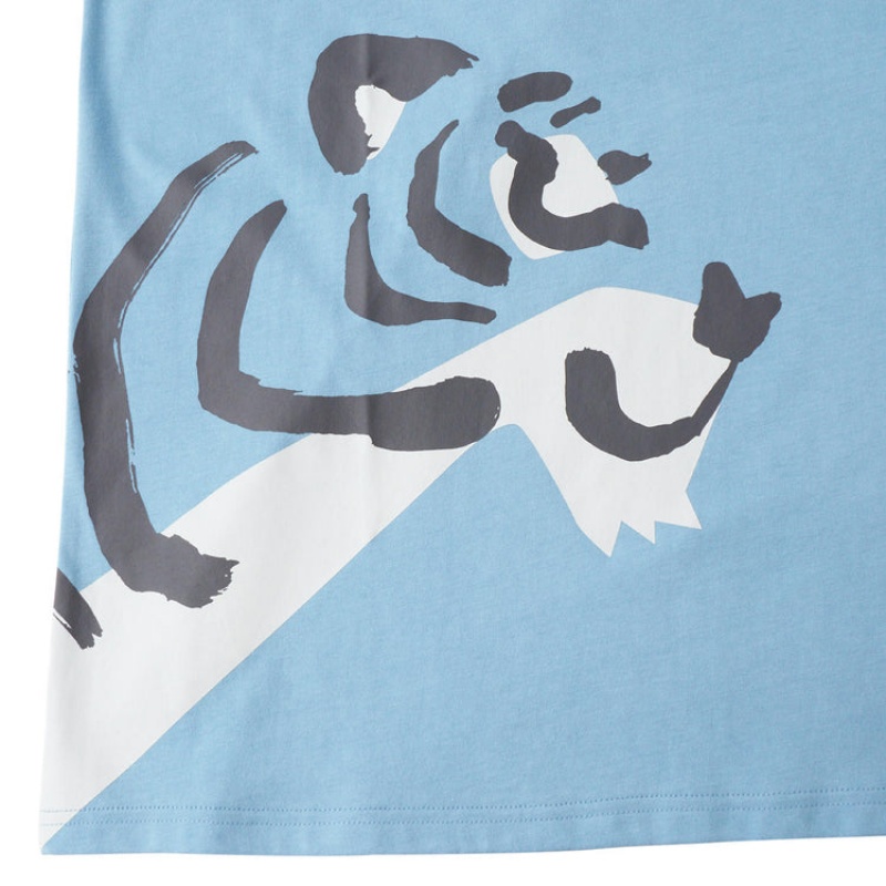 Light Blue Men's Onitsuka Tiger Graphic T Shirts Online India | V4L-6275