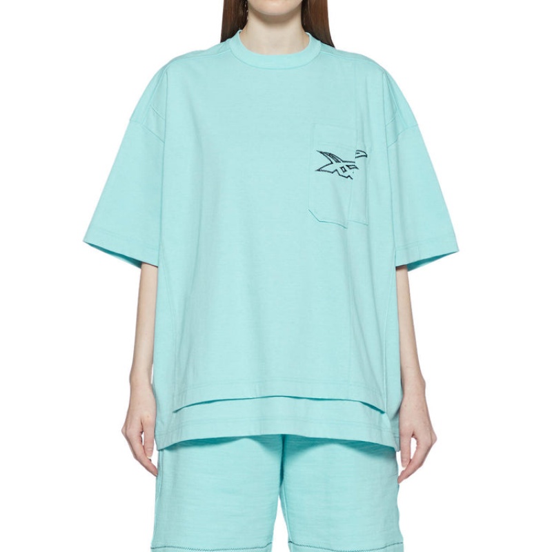 Light Blue Women's Onitsuka Tiger SS T Shirts Online India | C5X-3651