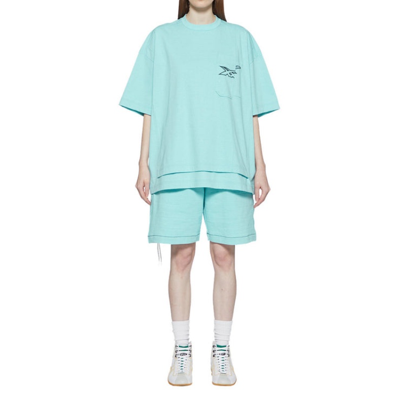 Light Blue Women's Onitsuka Tiger SS T Shirts Online India | C5X-3651