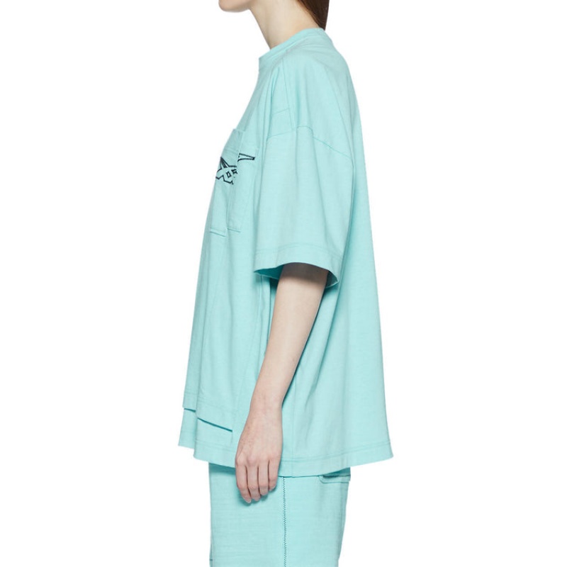 Light Blue Women's Onitsuka Tiger SS T Shirts Online India | C5X-3651