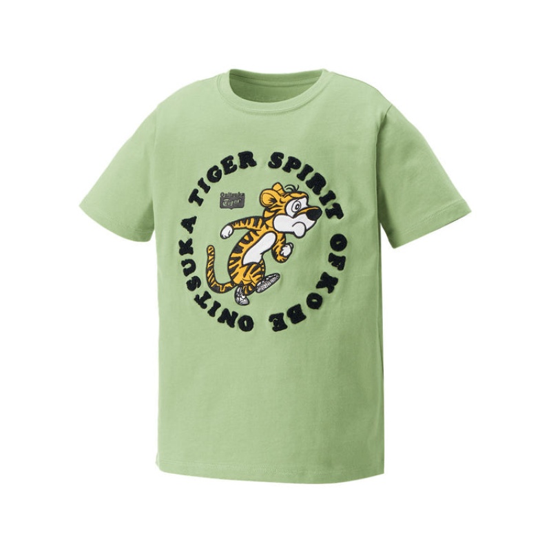 Light Green Kids' Onitsuka Tiger Graphic T Shirts Online India | C3Q-2910