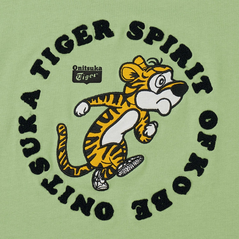 Light Green Kids' Onitsuka Tiger Graphic T Shirts Online India | C3Q-2910