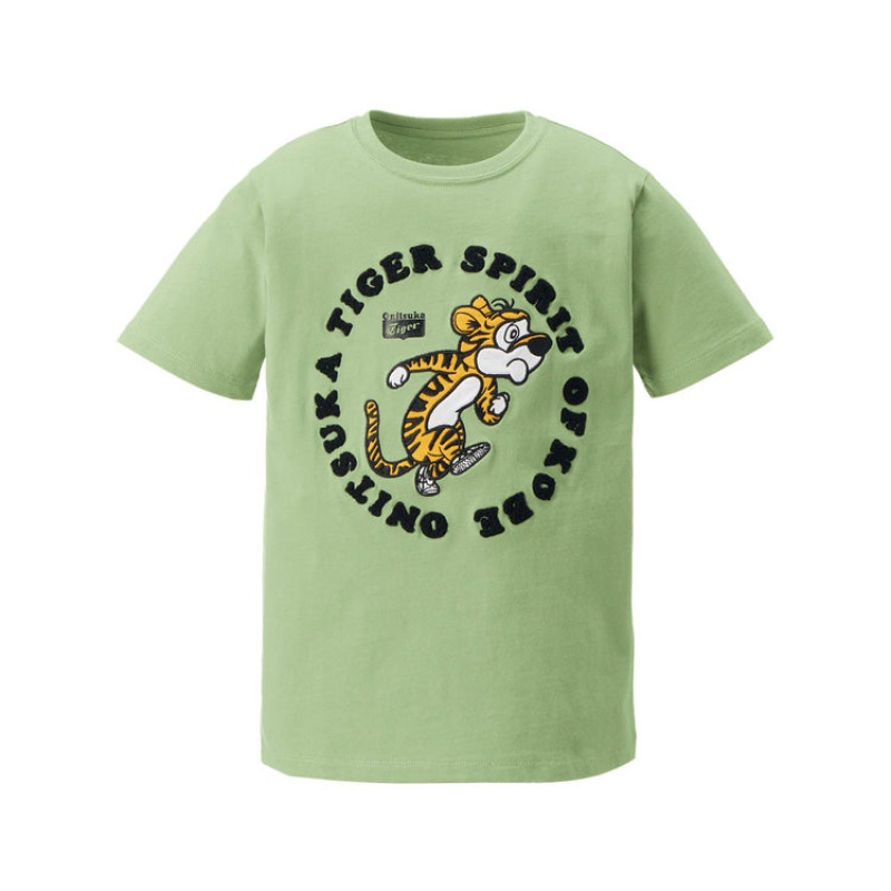 Light Green Kids\' Onitsuka Tiger Graphic T Shirts Online India | C3Q-2910