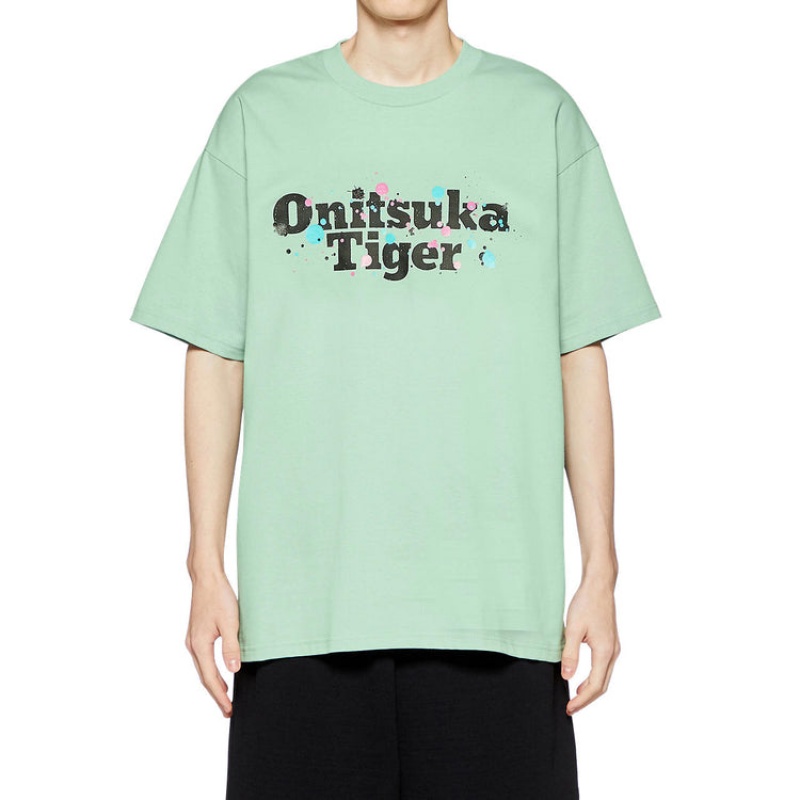 Light Green Men's Onitsuka Tiger Graphic T Shirts Online India | W7J-7601