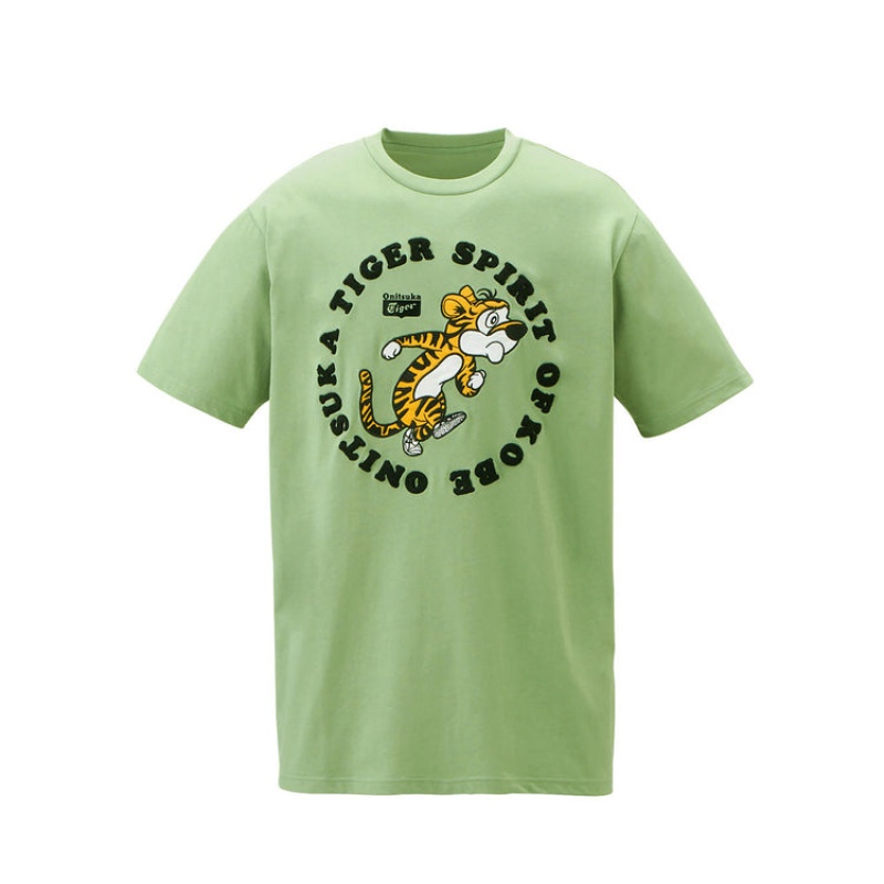 Light Green Men\'s Onitsuka Tiger Graphic T Shirts Online India | M7L-2406