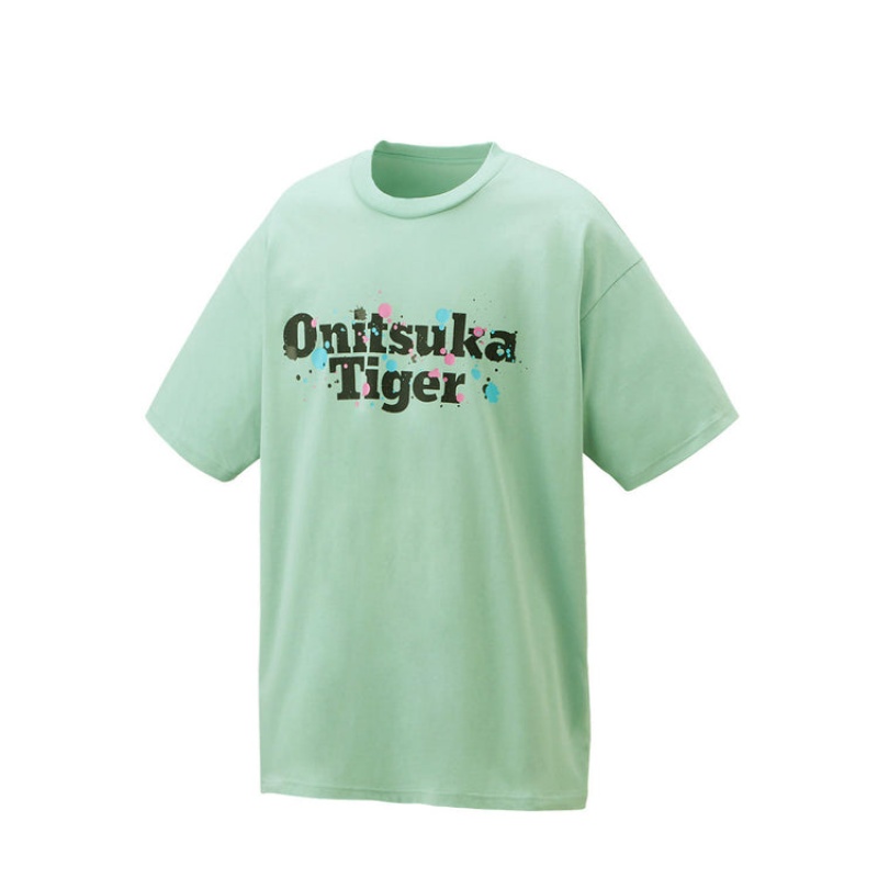 Light Green Women's Onitsuka Tiger Graphic T Shirts Online India | J9X-0326