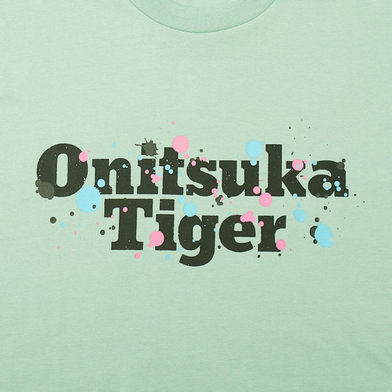 Light Green Women's Onitsuka Tiger Graphic T Shirts Online India | J9X-0326