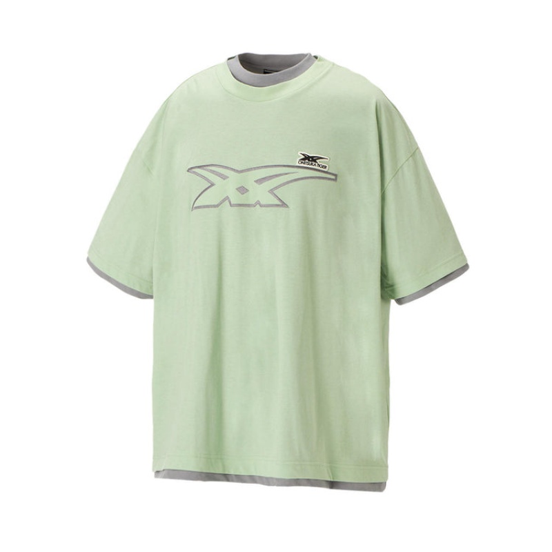 Light Green / Grey Women's Onitsuka Tiger SS Tops Online India | T0W-8031