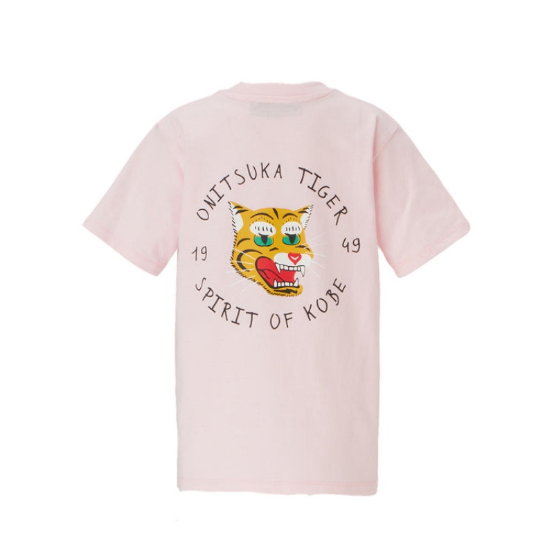 Light Pink Kids' Onitsuka Tiger Graphic T Shirts Online India | P0P-2413