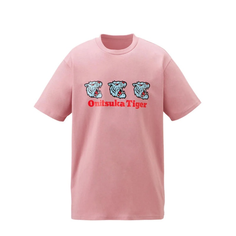 Light Pink Men\'s Onitsuka Tiger Graphic T Shirts Online India | I1O-3727