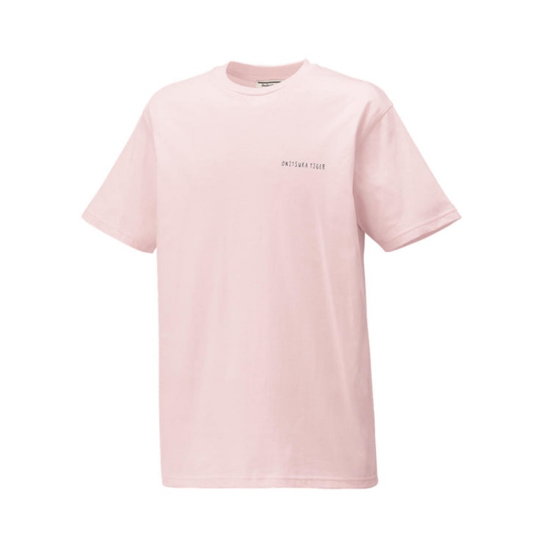 Light Pink Men's Onitsuka Tiger Graphic T Shirts Online India | C2E-9997