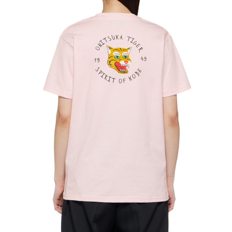 Light Pink Men's Onitsuka Tiger Graphic T Shirts Online India | C2E-9997