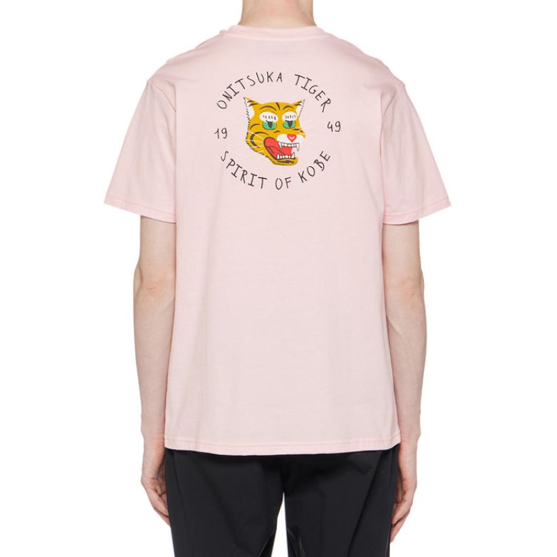 Light Pink Men's Onitsuka Tiger Graphic T Shirts Online India | C2E-9997