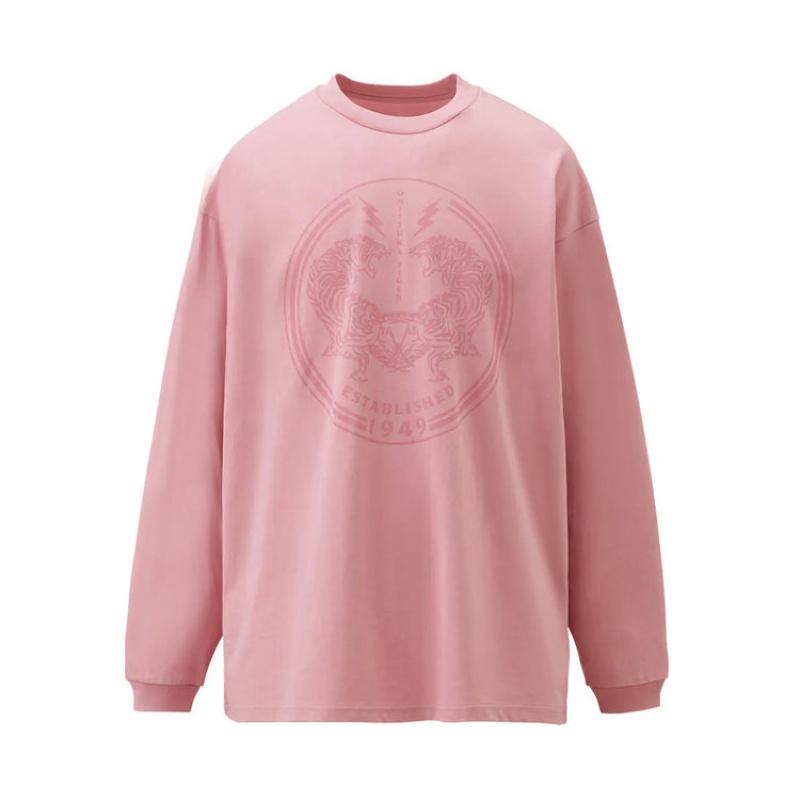 Light Pink Men\'s Onitsuka Tiger LS Graphic T Shirts Online India | U9S-4510