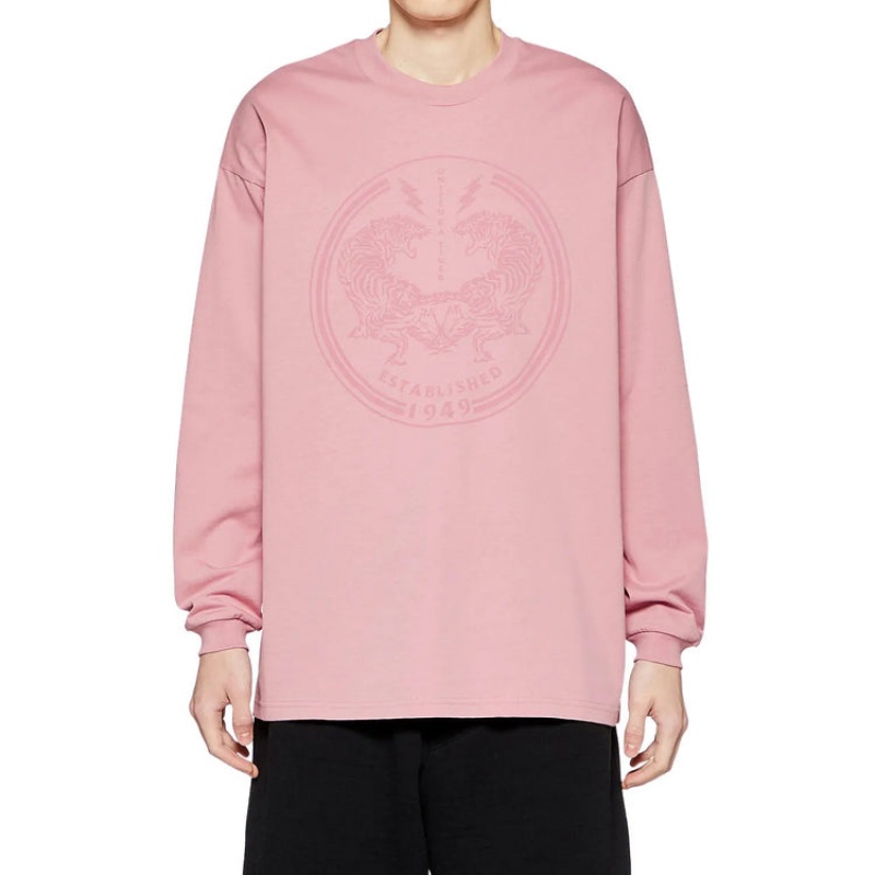 Light Pink Women's Onitsuka Tiger LS Graphic T Shirts Online India | V9X-2588