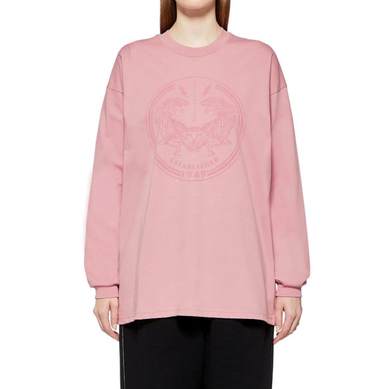 Light Pink Women's Onitsuka Tiger LS Graphic T Shirts Online India | V9X-2588