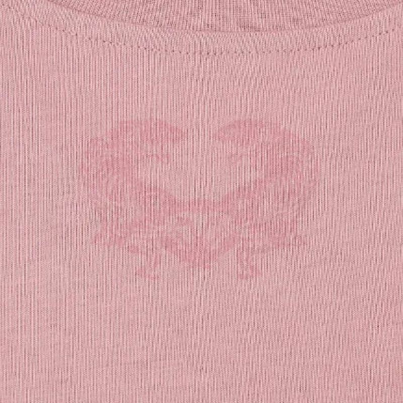 Light Pink Women's Onitsuka Tiger LS Graphic T Shirts Online India | V9X-2588