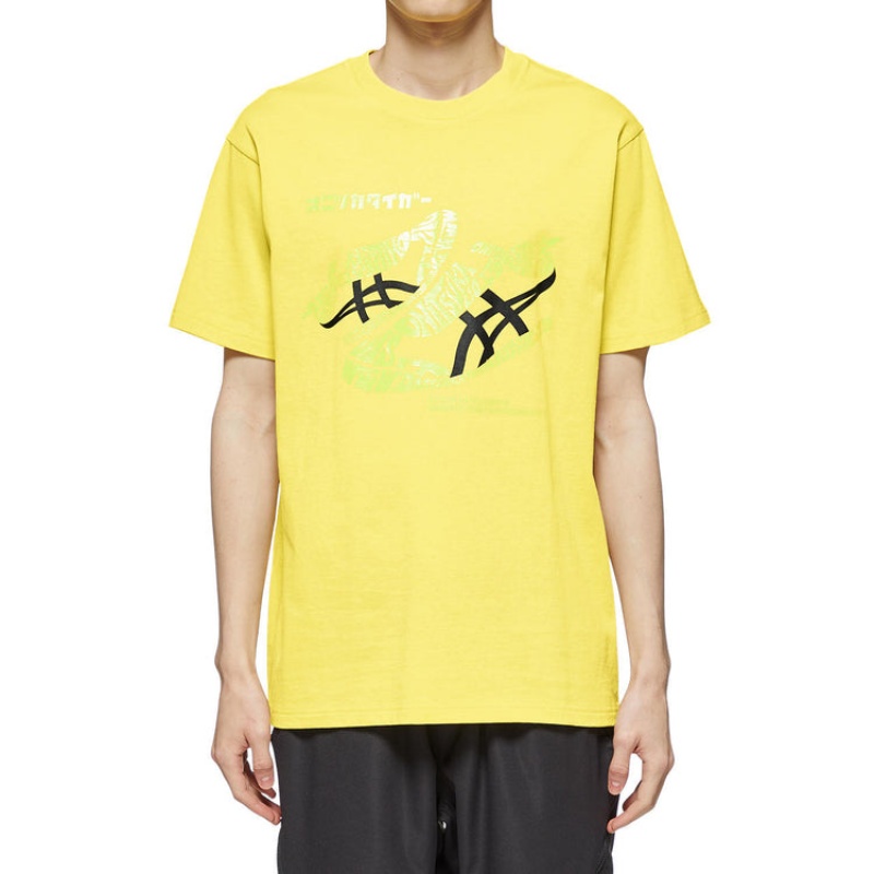 Light Yellow Men's Onitsuka Tiger Graphic T Shirts Online India | R8Y-6770