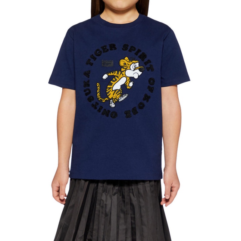 Navy Kids' Onitsuka Tiger Graphic T Shirts Online India | K5O-7847