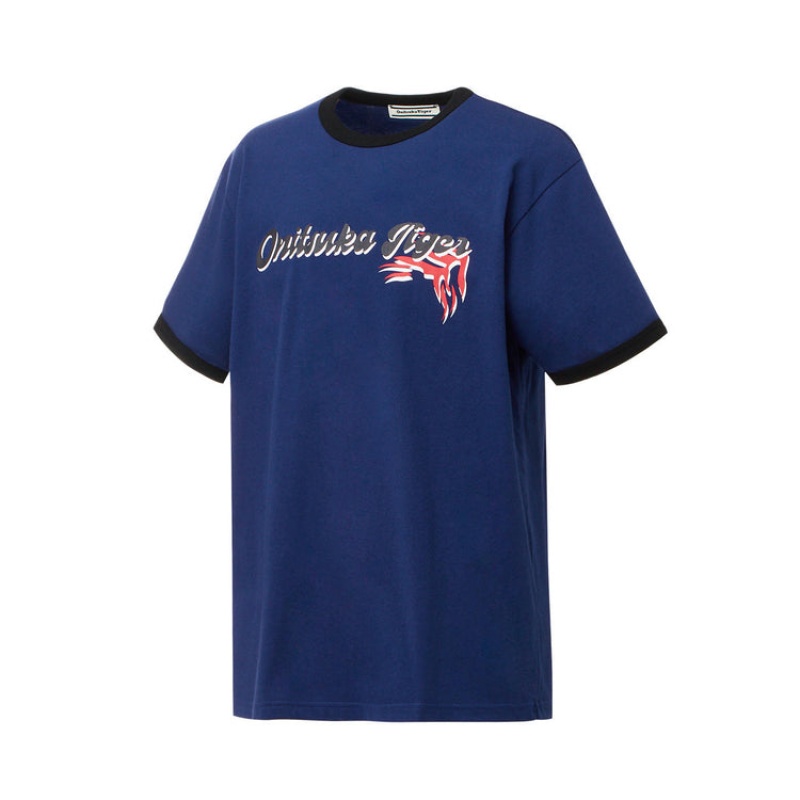 Navy Men's Onitsuka Tiger Graphic T Shirts Online India | V8Y-2271