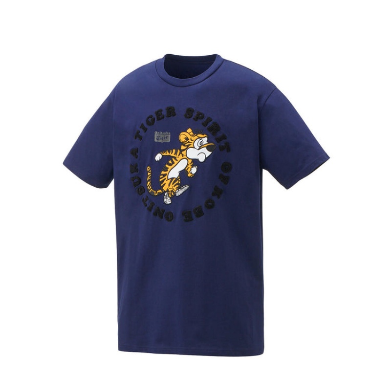 Navy Men's Onitsuka Tiger Graphic T Shirts Online India | H3U-0051