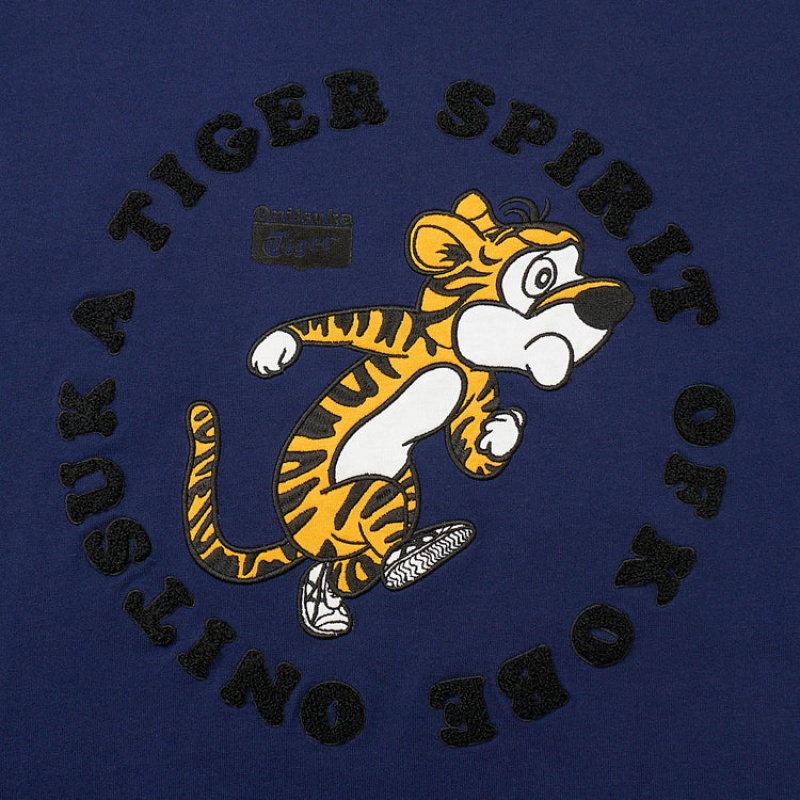 Navy Men's Onitsuka Tiger Graphic T Shirts Online India | H3U-0051