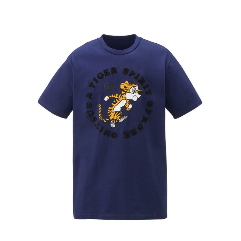 Navy Men\'s Onitsuka Tiger Graphic T Shirts Online India | H3U-0051