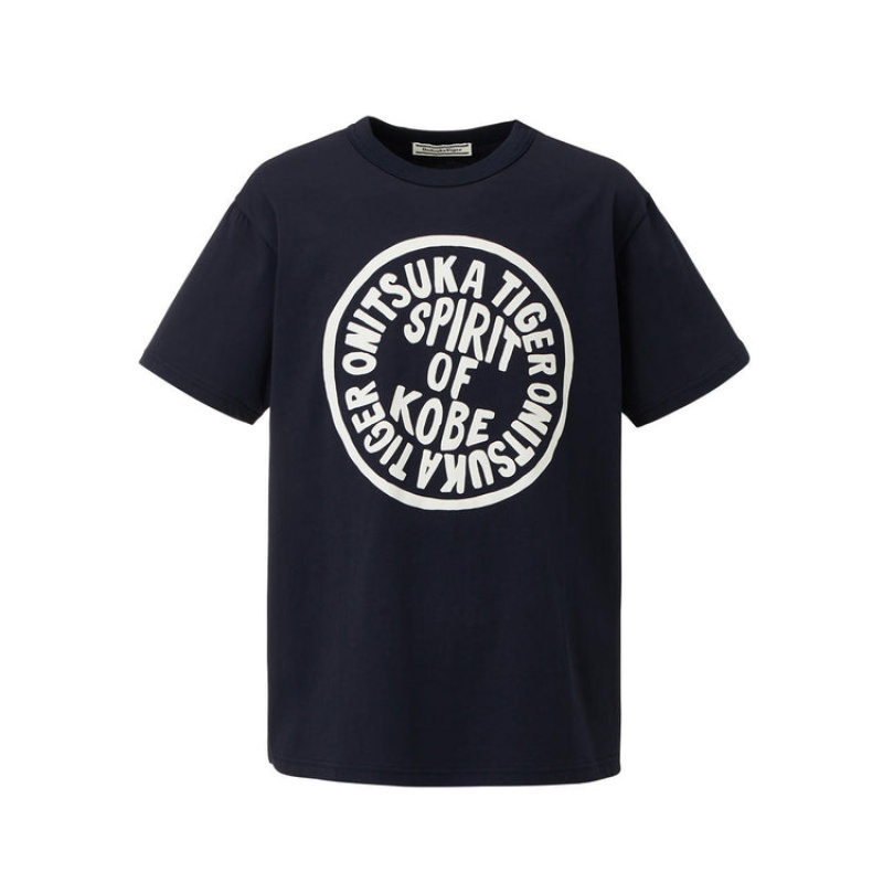 Navy Men\'s Onitsuka Tiger Graphic T Shirts Online India | Q0D-5983