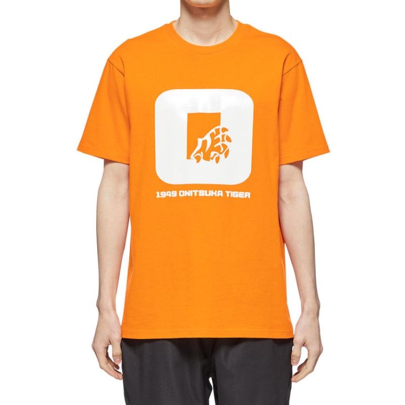 Orange Men's Onitsuka Tiger Graphic T Shirts Online India | X0E-7827