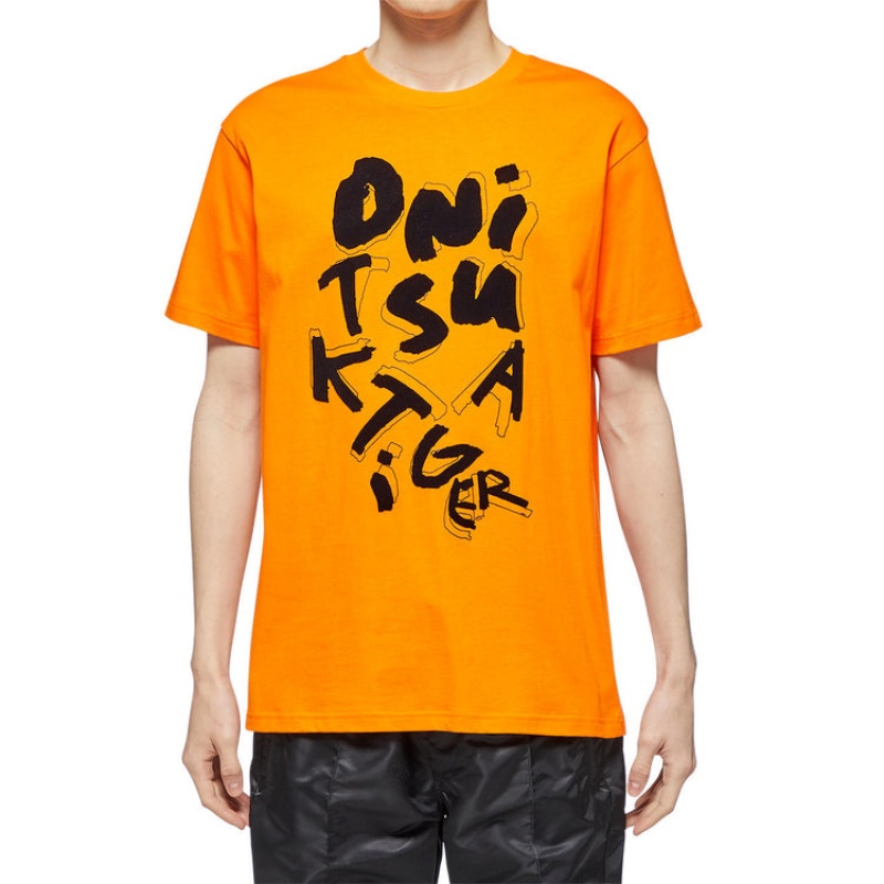 Orange Men's Onitsuka Tiger Graphic T Shirts Online India | L6E-7069