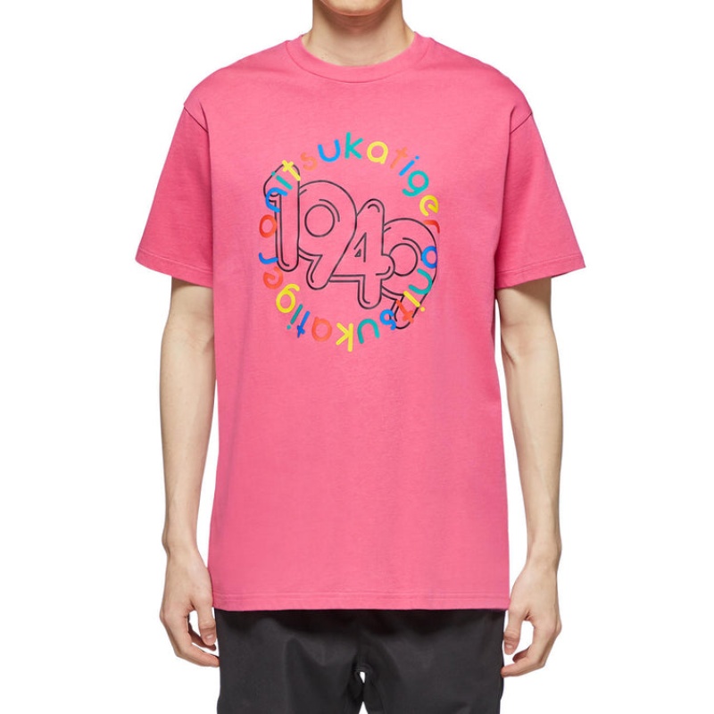 Pink Men's Onitsuka Tiger Graphic T Shirts Online India | U1L-3659