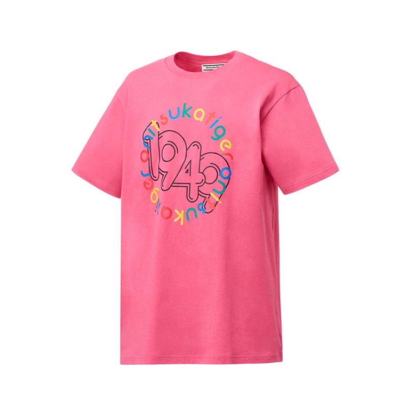 Pink Men's Onitsuka Tiger Graphic T Shirts Online India | U1L-3659