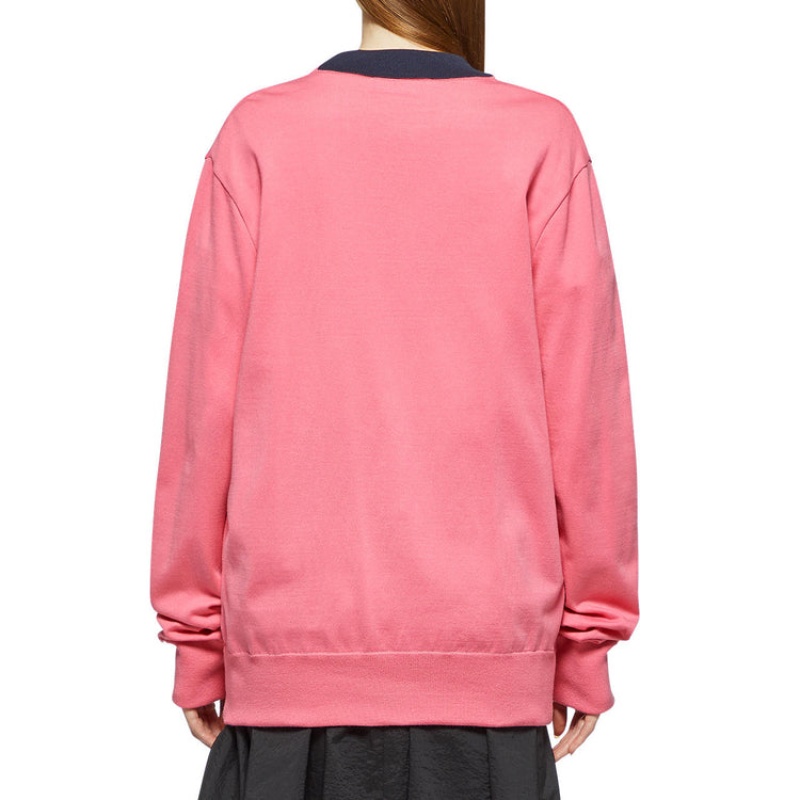 Pink Men's Onitsuka Tiger Knit Cardigan Sweaters Online India | B1T-6841