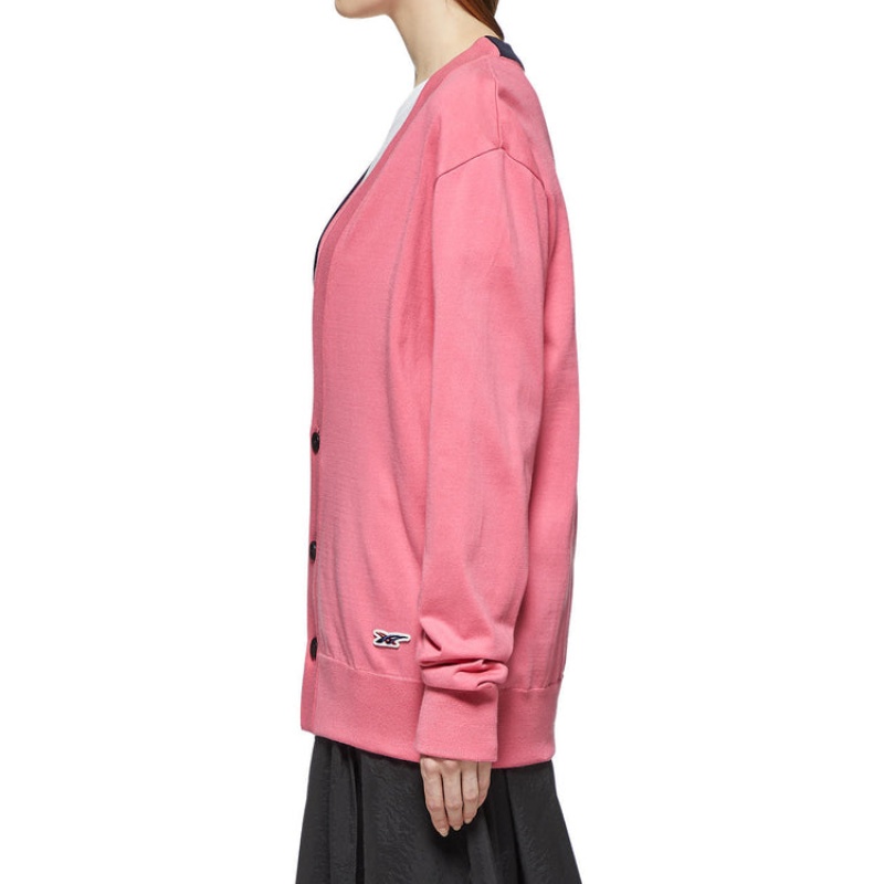 Pink Women's Onitsuka Tiger Knit Cardigan Sweaters Online India | D2Z-4553