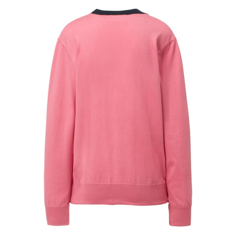 Pink Women's Onitsuka Tiger Knit Cardigan Sweaters Online India | D2Z-4553