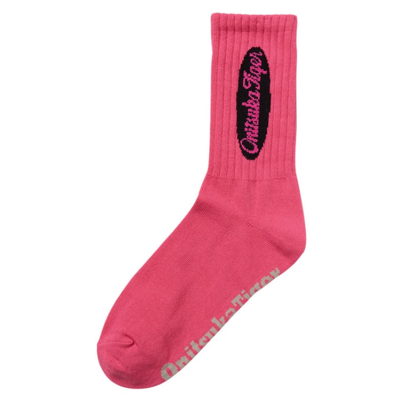 Pink / Black Men's Onitsuka Tiger Middle Socks Online India | H4J-4333