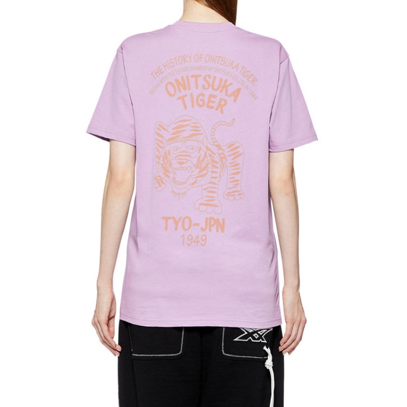 Purple Men's Onitsuka Tiger Graphic T Shirts Online India | L5E-9907