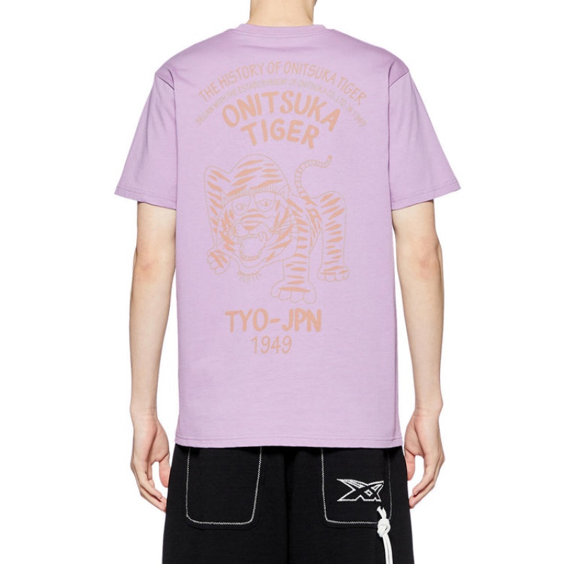 Purple Women's Onitsuka Tiger Graphic T Shirts Online India | X3D-6848