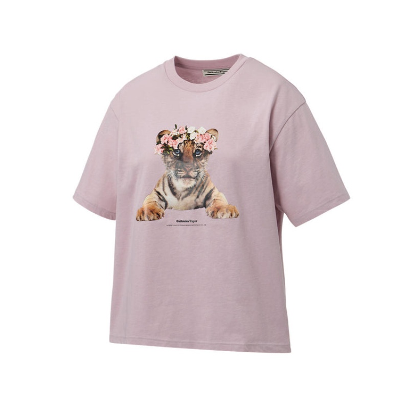 Purple Women's Onitsuka Tiger WS Graphic T Shirts Online India | U1N-7976