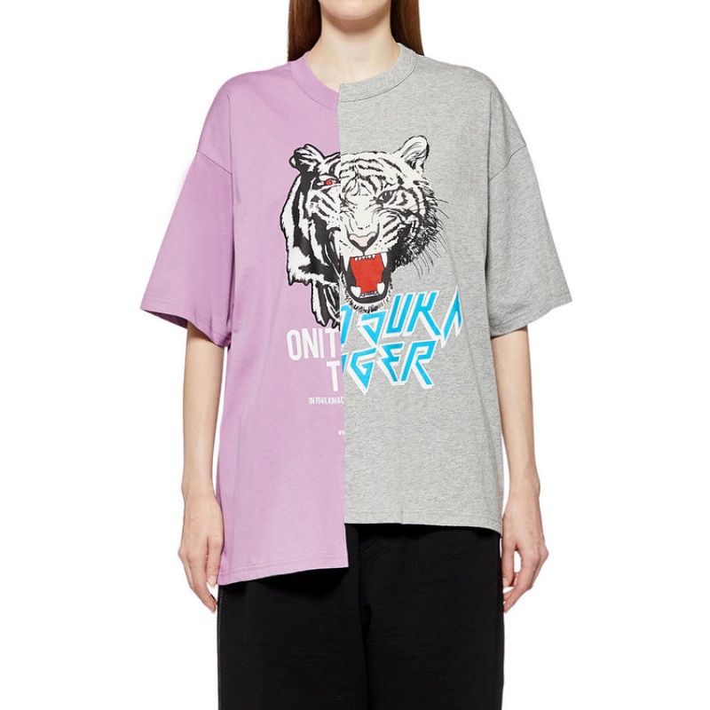 Purple / Grey Men's Onitsuka Tiger Graphic T Shirts Online India | E3W-3038