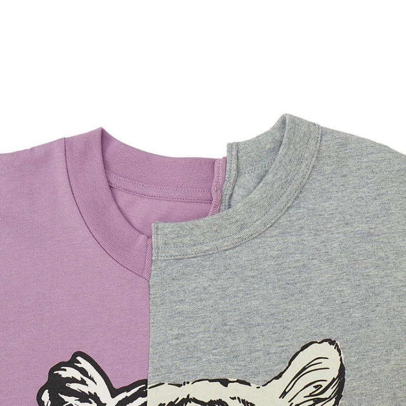 Purple / Grey Women's Onitsuka Tiger Graphic T Shirts Online India | Y4E-6250