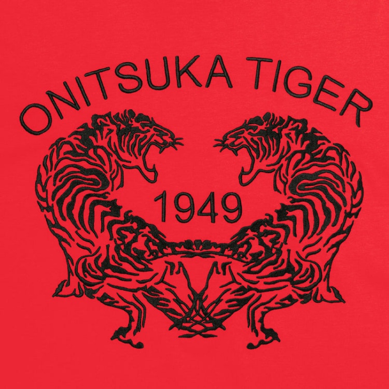 Red Men's Onitsuka Tiger Graphic T Shirts Online India | K3B-4501