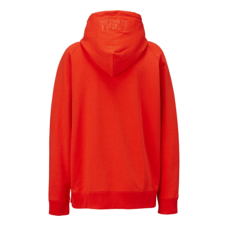 Red Men's Onitsuka Tiger Sweat Hoodie Online India | G5N-7832