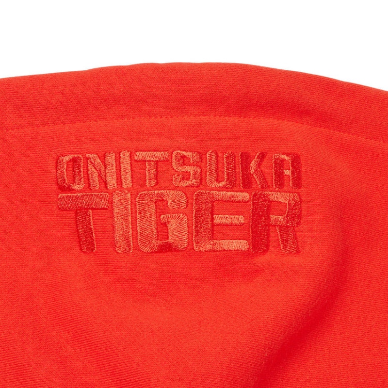 Red Men's Onitsuka Tiger Sweat Hoodie Online India | G5N-7832