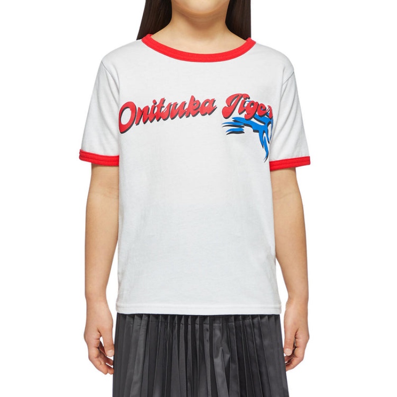 White Kids' Onitsuka Tiger Graphic T Shirts Online India | C1M-1406