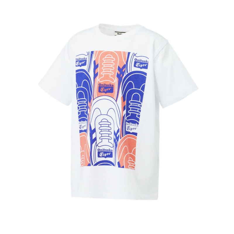 White Kids' Onitsuka Tiger Graphic T Shirts Online India | A6D-5011