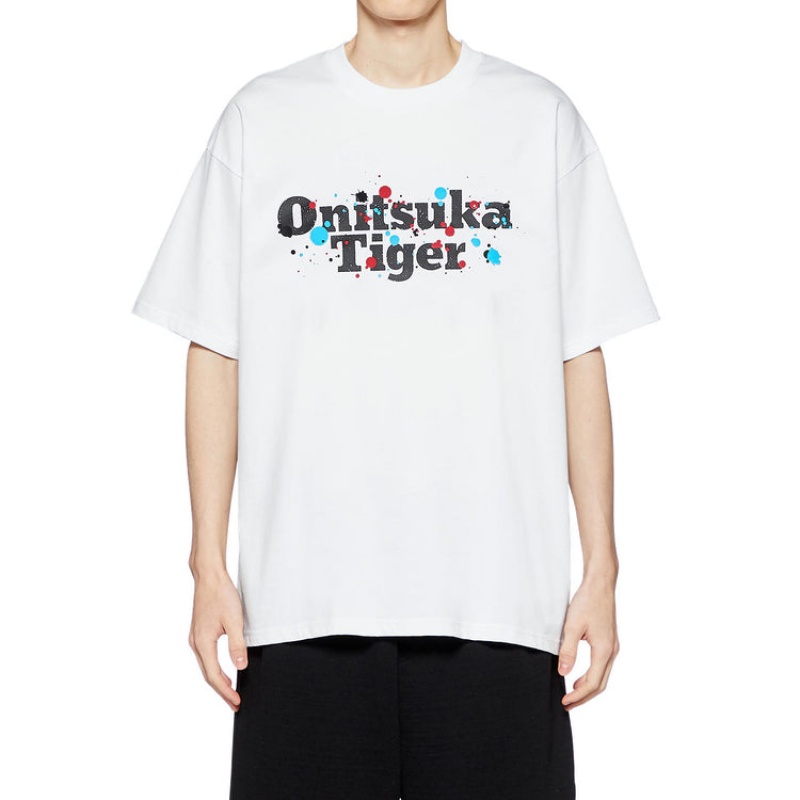 White Men's Onitsuka Tiger Graphic T Shirts Online India | C7P-4542