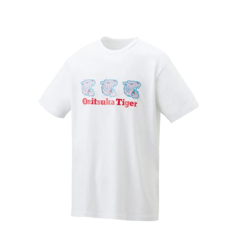 White Men's Onitsuka Tiger Graphic T Shirts Online India | B1X-1738