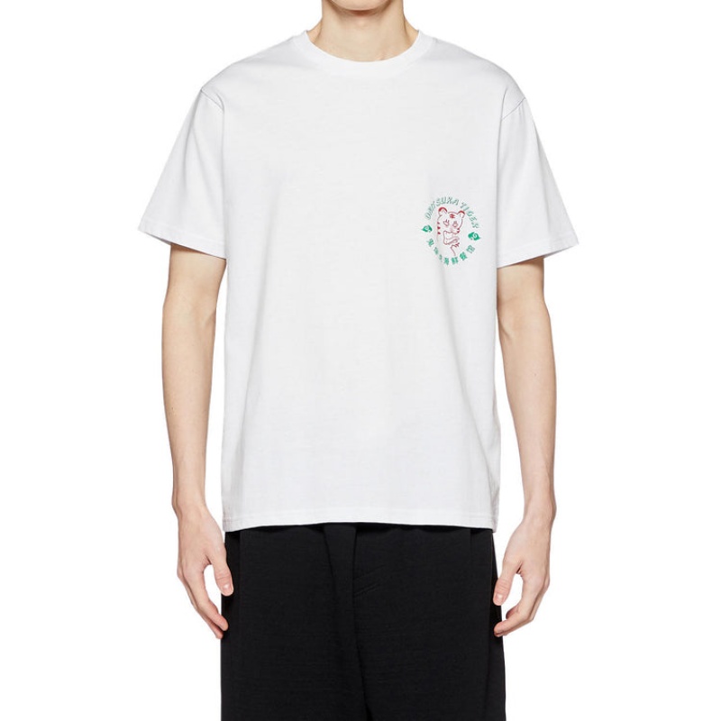 White Men's Onitsuka Tiger Graphic T Shirts Online India | G3Y-6688