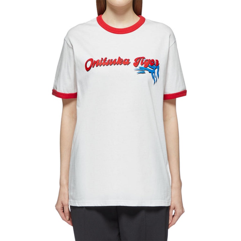 White Men's Onitsuka Tiger Graphic T Shirts Online India | X3M-3544